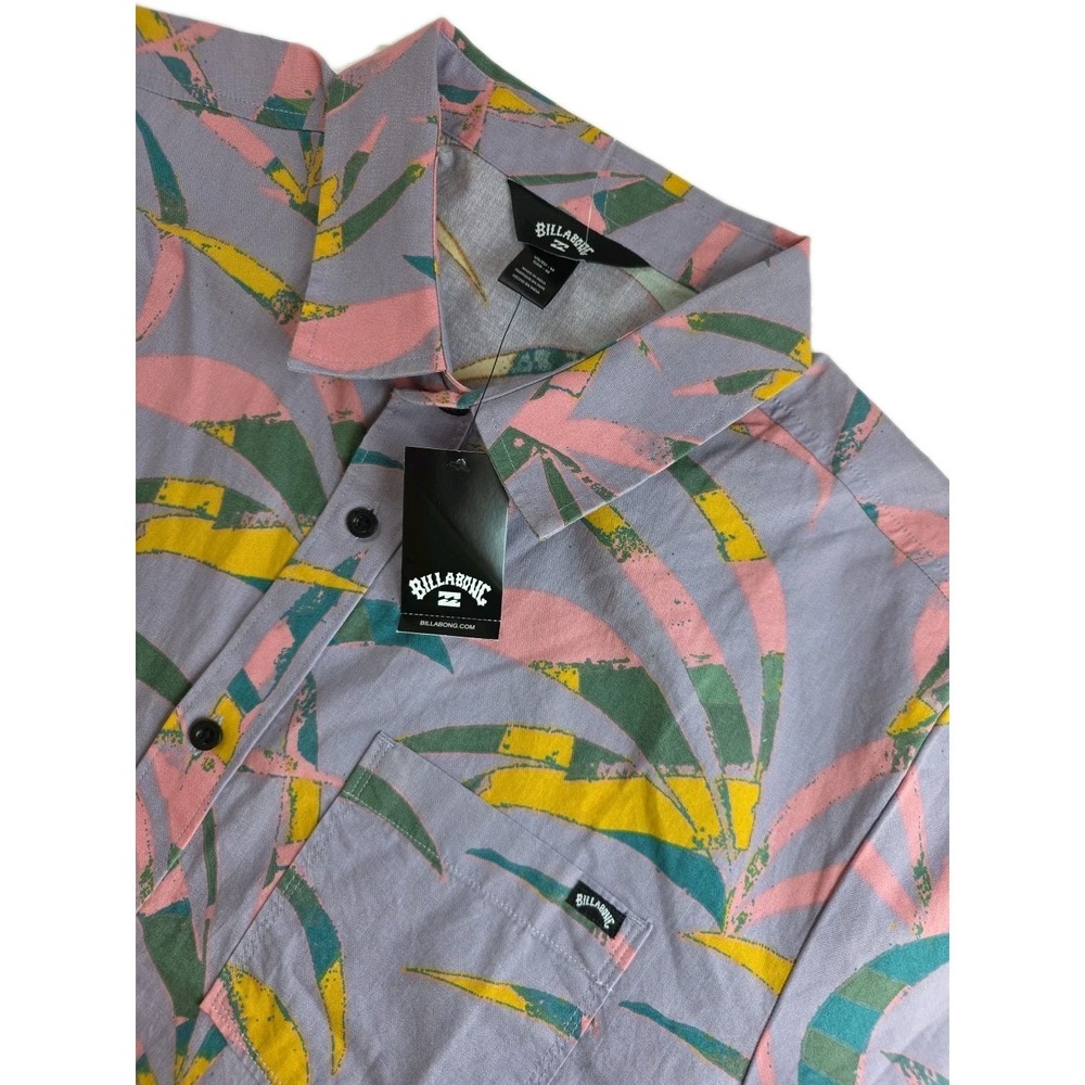 Billabong Multi Frond Short Sleeve Woven Button UP Shirt MULTICOLOR MEDIUM, NWT